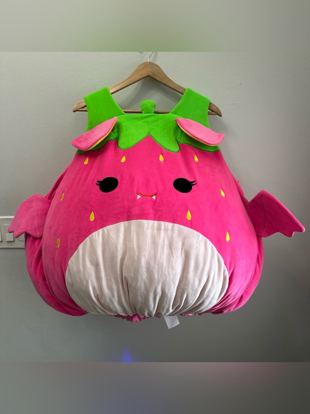 Adult Squishmallow Costume Gwendolyn The Pink Strawberry Bat Halloween Autumn